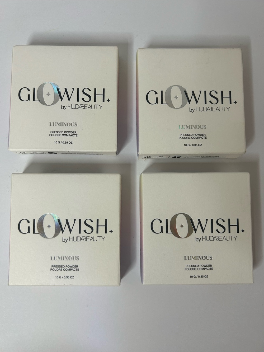 New Huda Beauty GloWish Luminous Pressed Powder 13 Extra Rich Lot Of 4.  New in